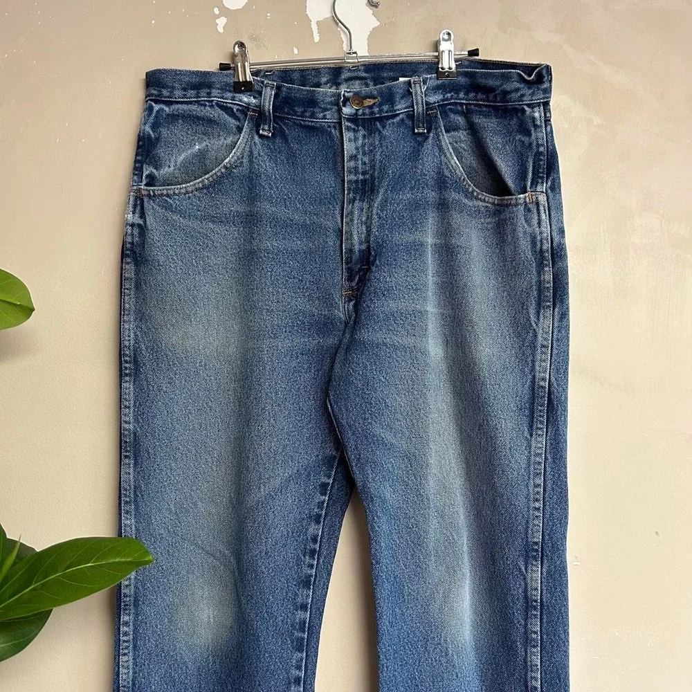Vintage 90s Rustler Faded Honeycomb Dark Wash Jeans 36x30 Blue Retro 87619PW